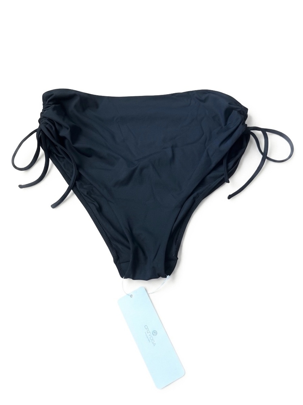 NWT CRZ YOGA Black High Waisted Ruched Bikini Bottoms Women’s Size Large